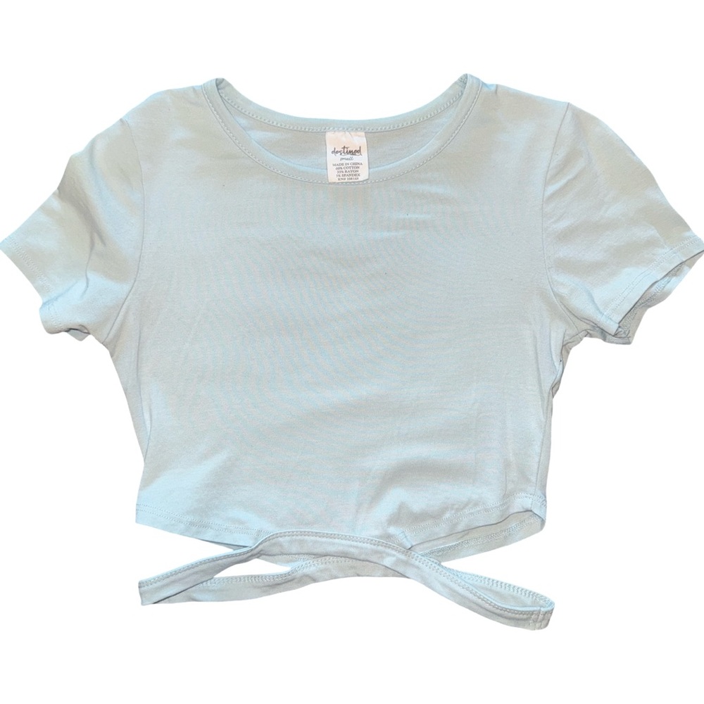 💙 Light Blue Tie-Front Crop Top (Destined – Small)